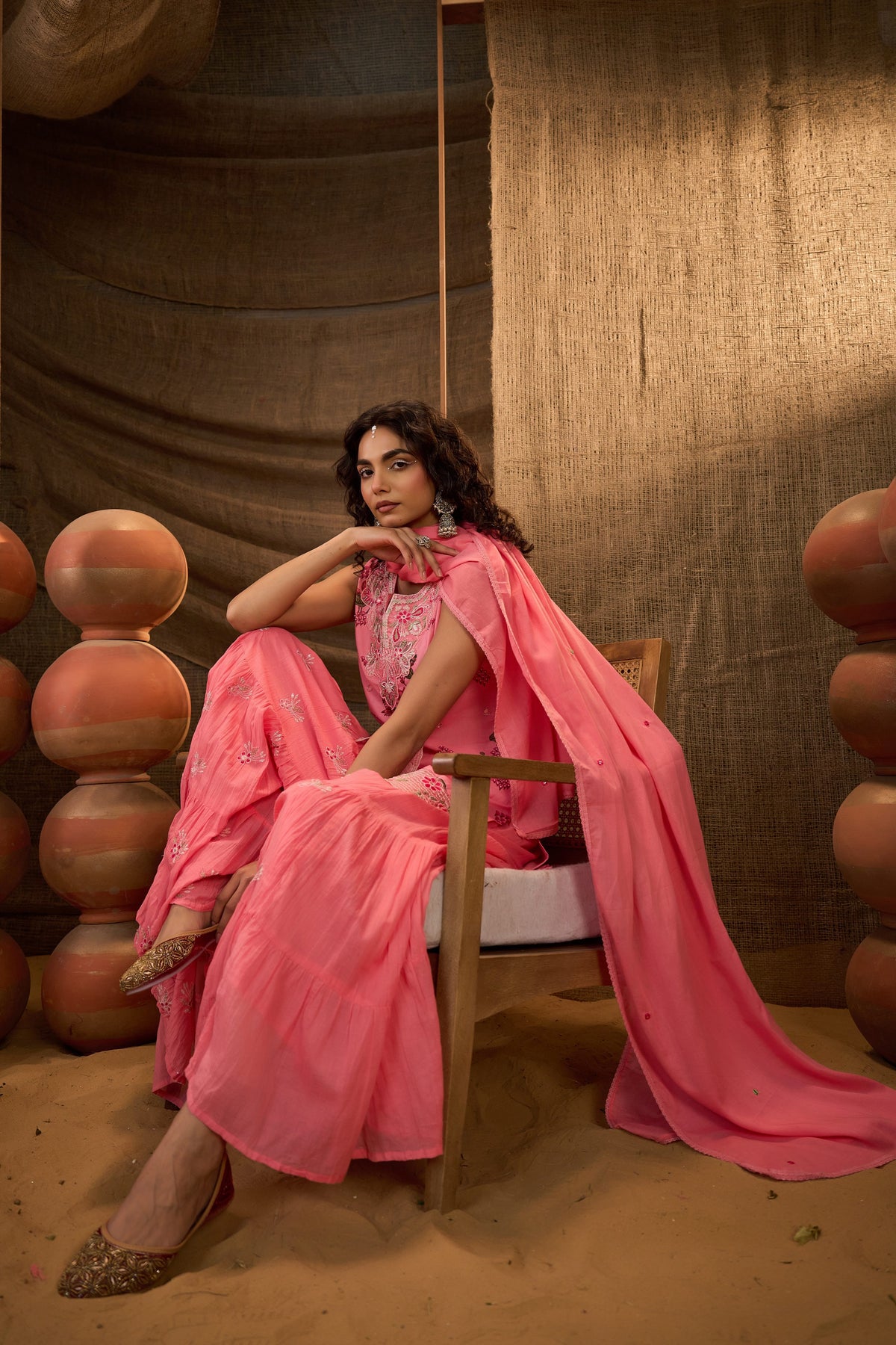 Gulnaar Chanderi Kurta Set