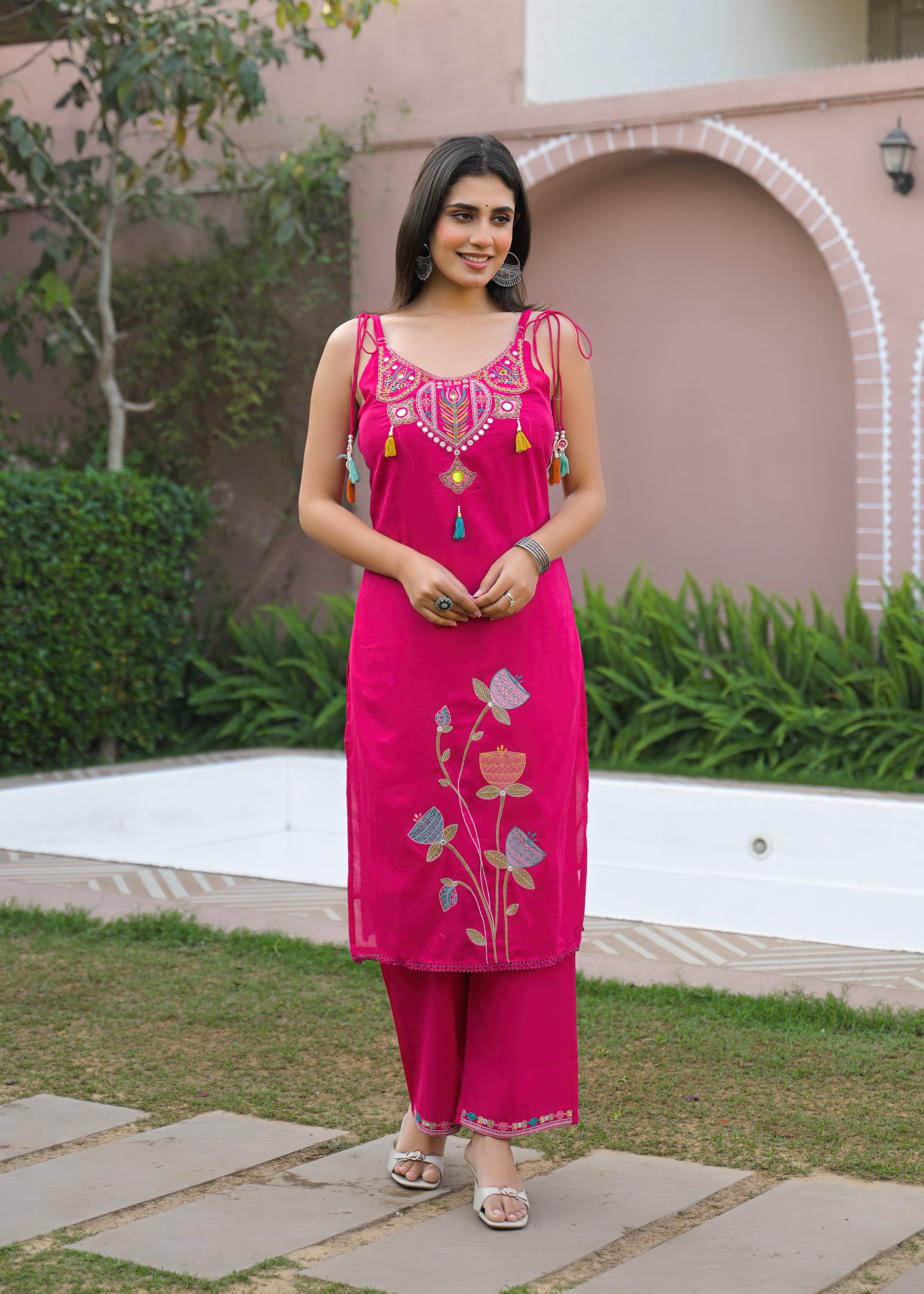 3-Piece Ethnic Spaghetti Suit Set (Kurta, Pant & Dupatta)