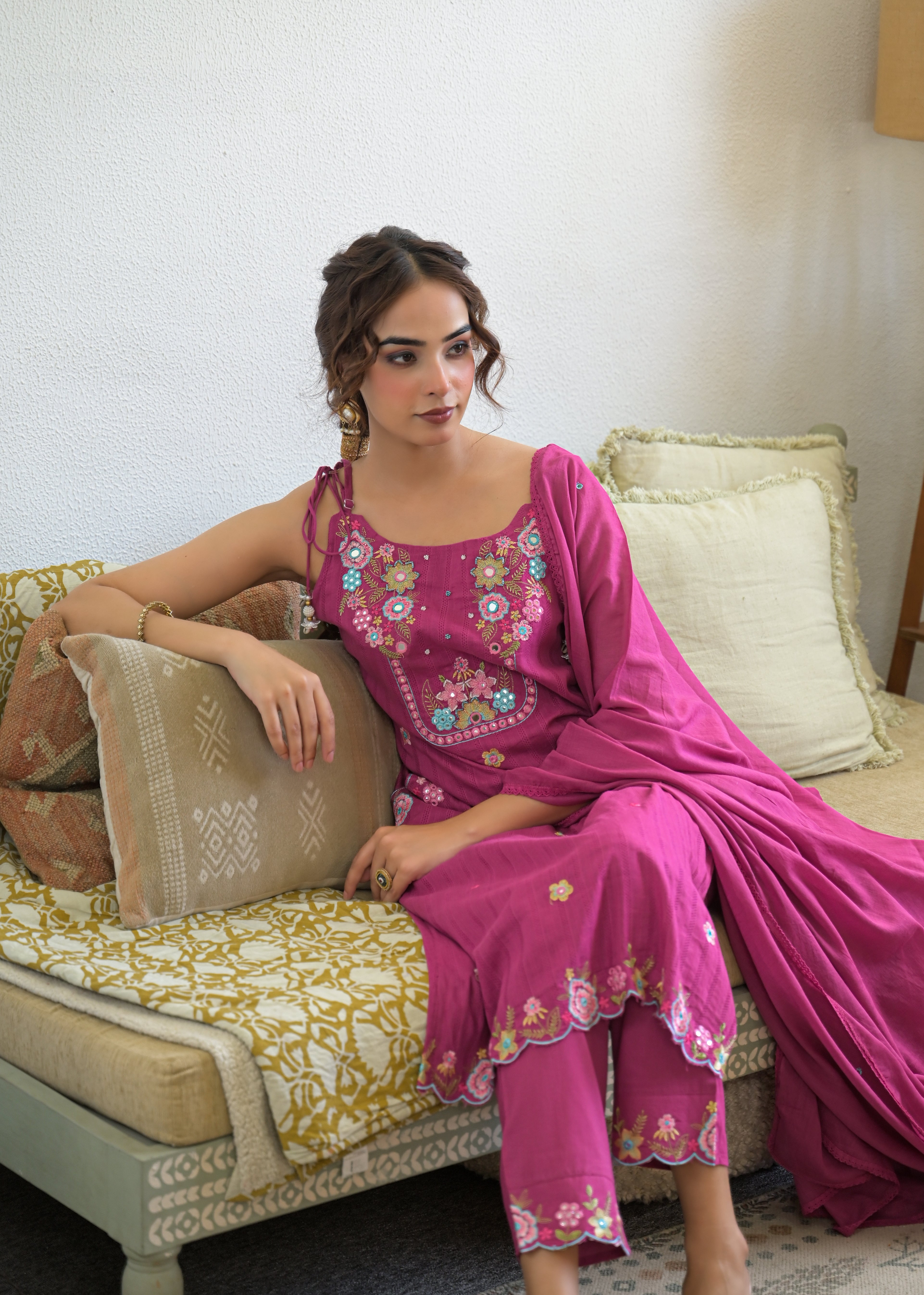 ✨ Premium 3 Piece Embroidered Sleeveless/Spaghetti Suit Set ✨