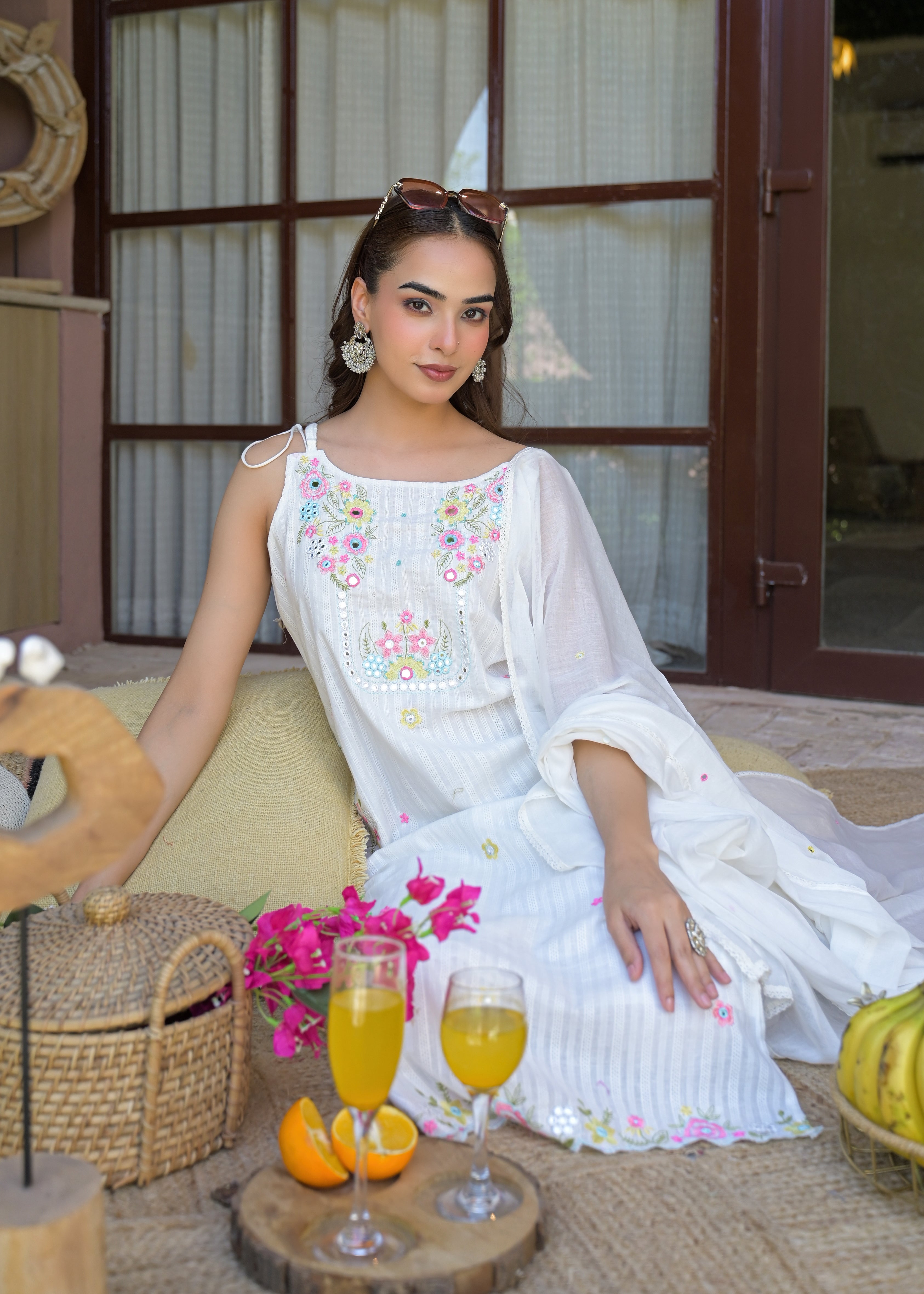 ✨ Premium 3 Piece Embroidered Sleeveless/Spaghetti Suit Set ✨