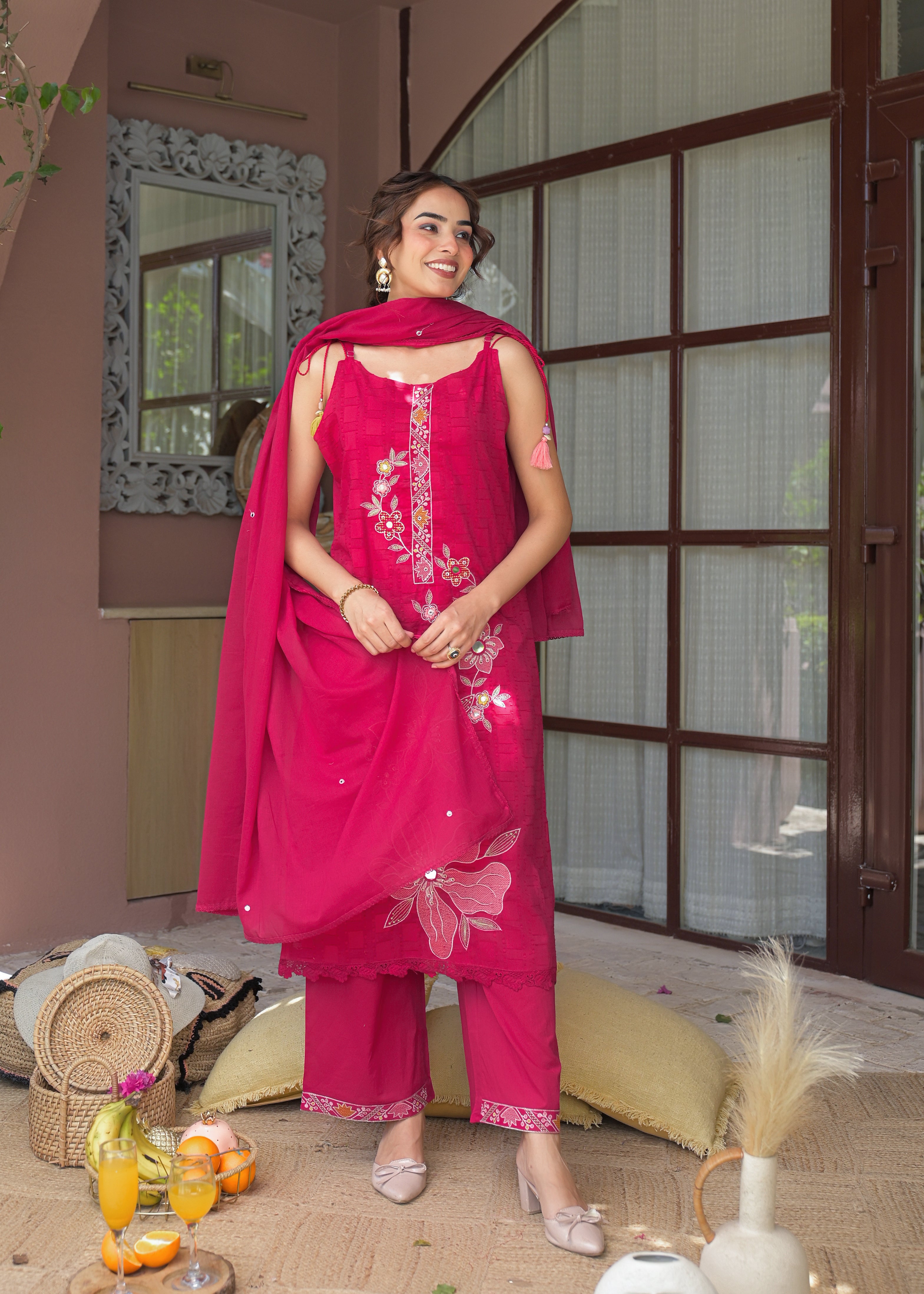 Premium 3-Piece Ethnic Suit Set (Kurta, Pant & Dupatta)