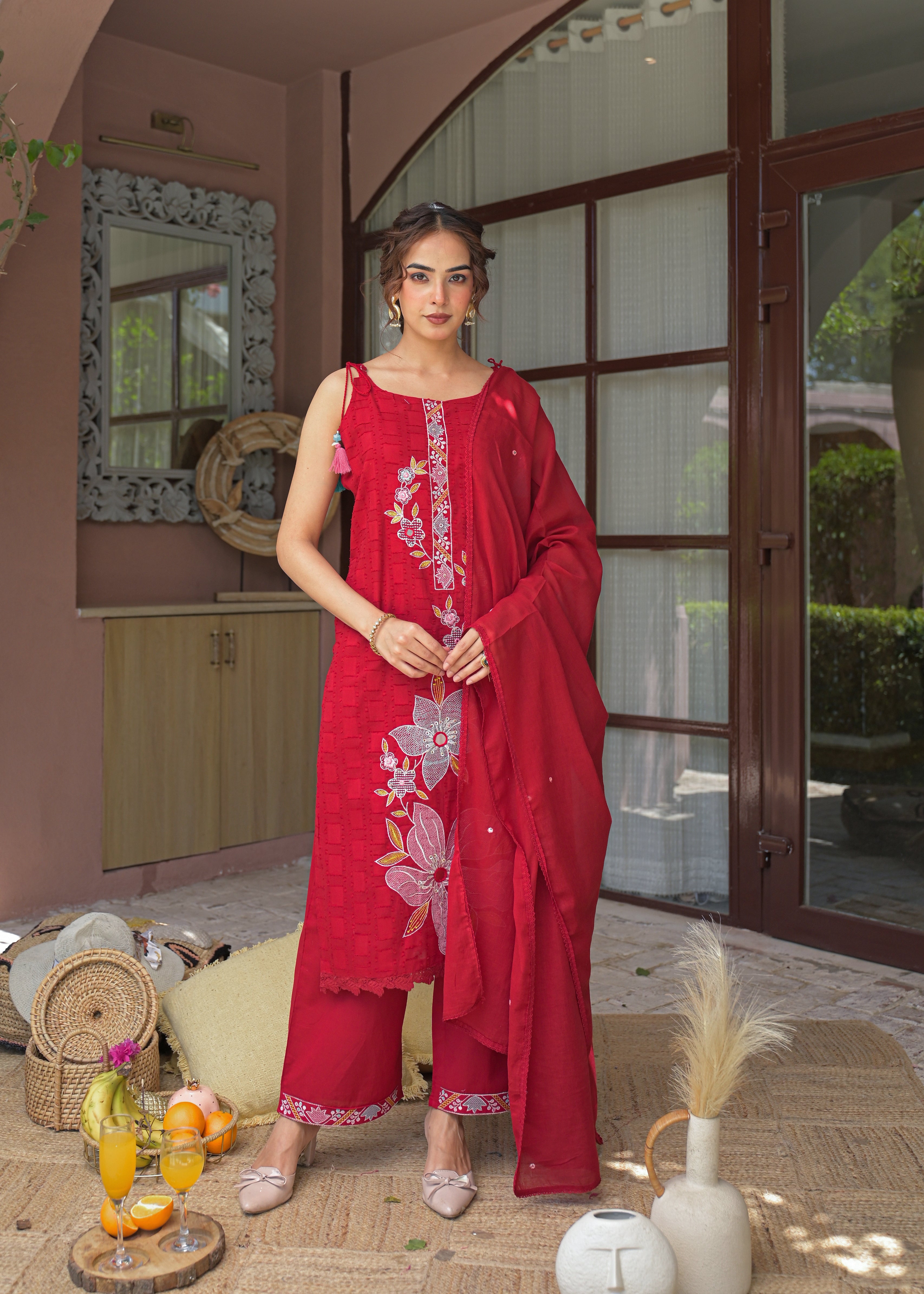 Premium 3-Piece Ethnic Suit Set (Kurta, Pant & Dupatta)