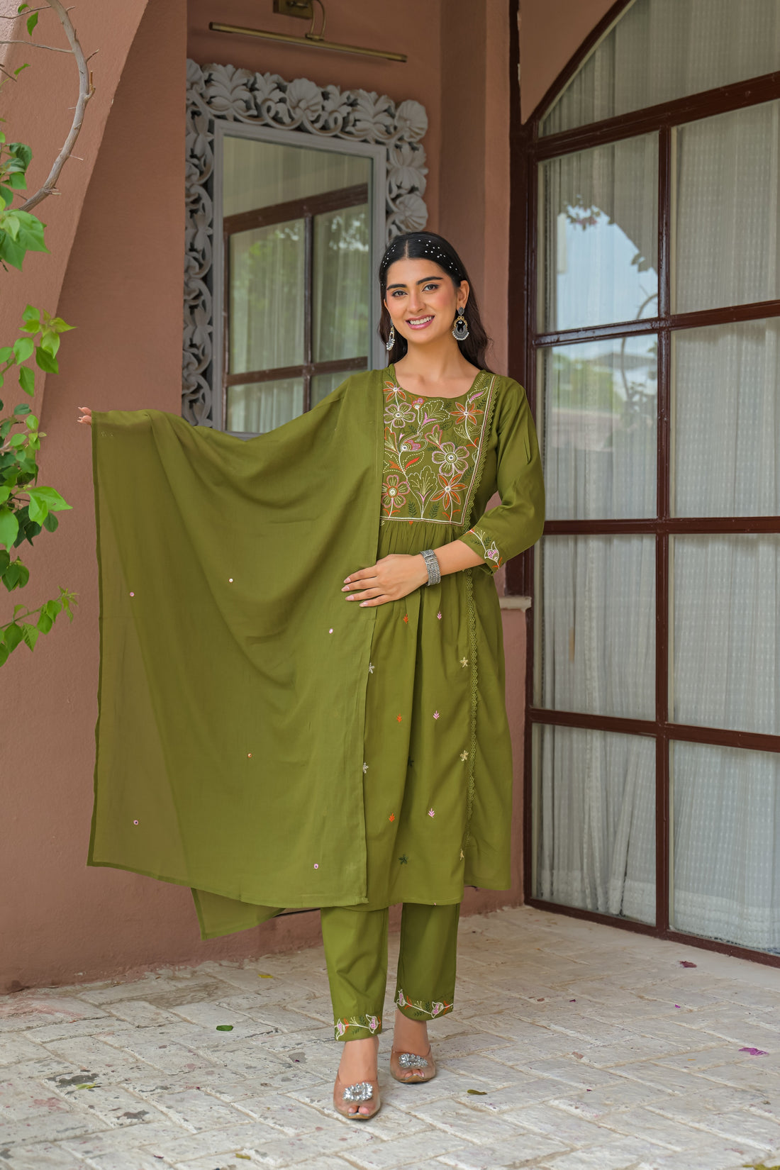 Embroidered 3-Piece Kurta Set