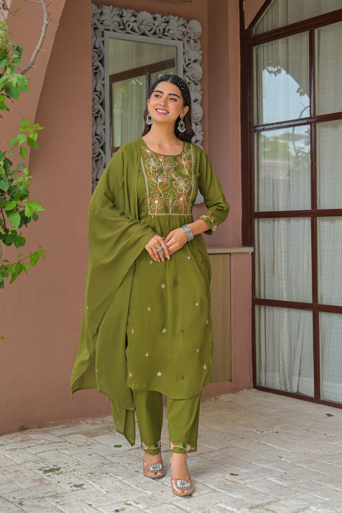 Embroidered 3-Piece Kurta Set