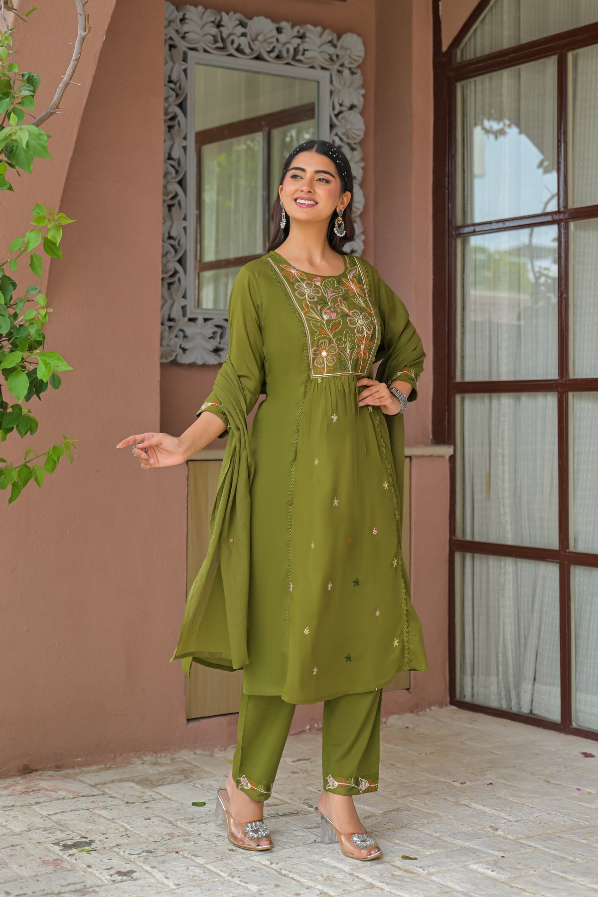 Embroidered 3-Piece Kurta Set