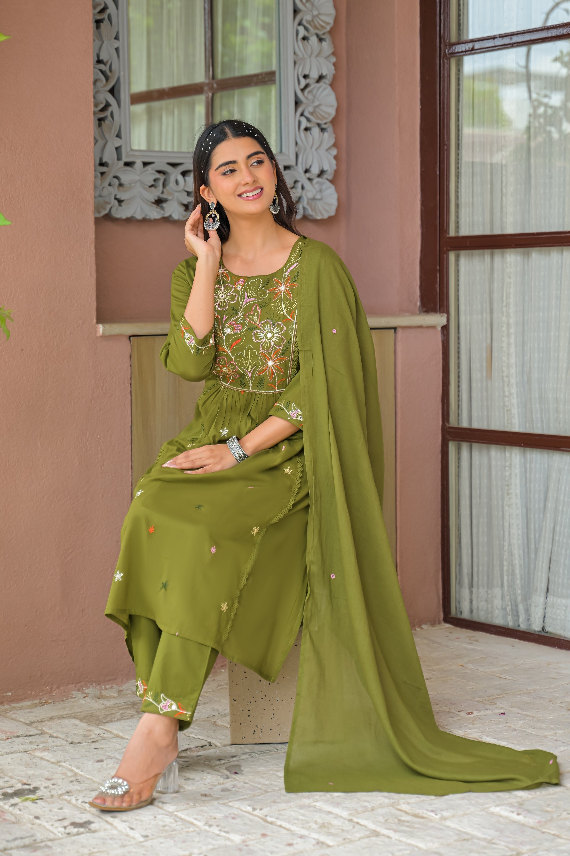 Embroidered 3-Piece Kurta Set