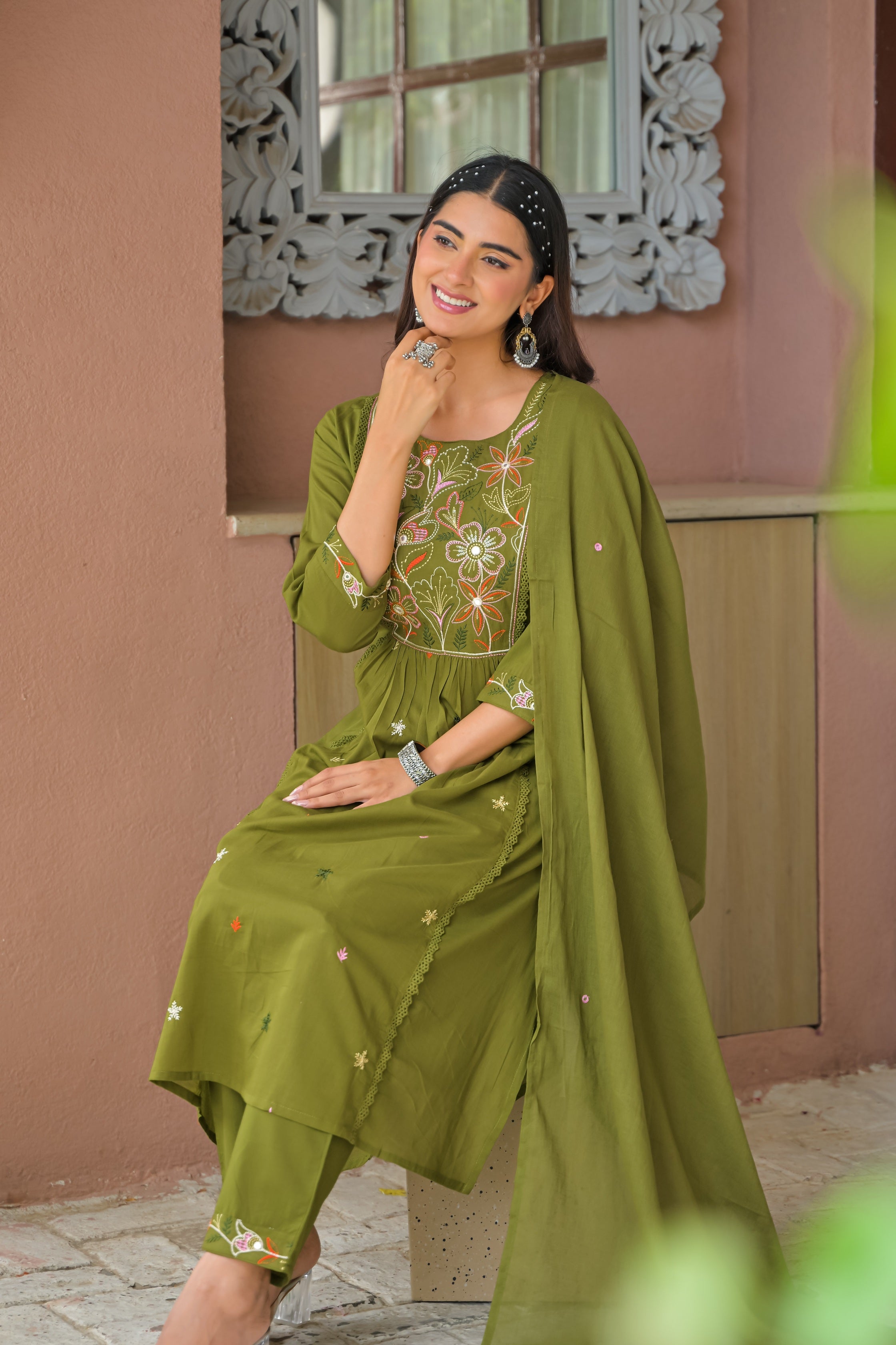 Embroidered 3-Piece Kurta Set