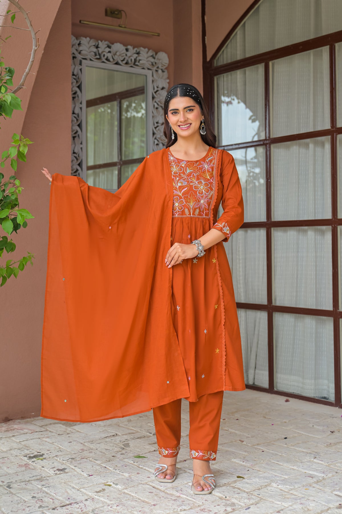 Embroidered 3-Piece Kurta Set