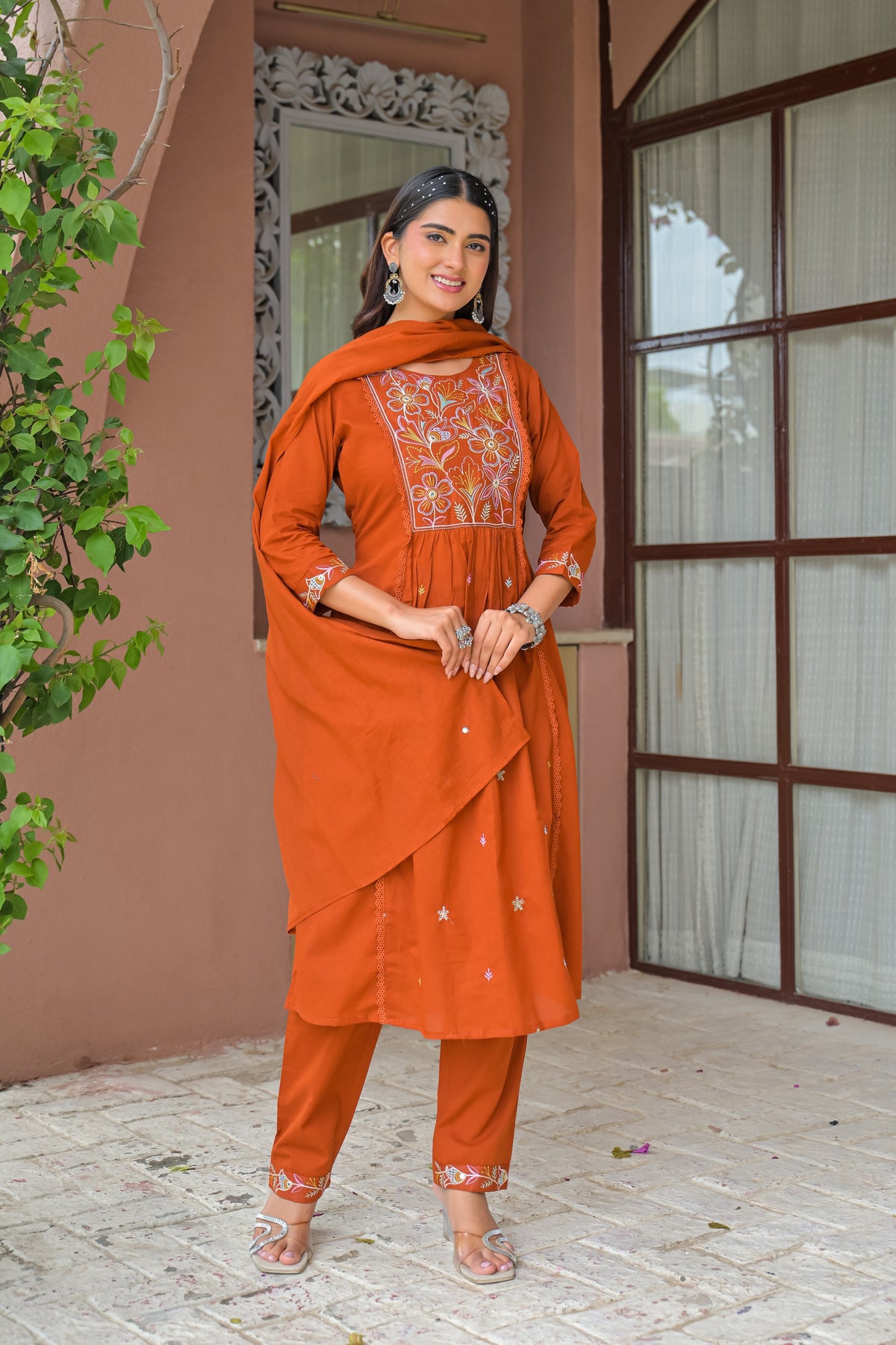 Embroidered 3-Piece Kurta Set