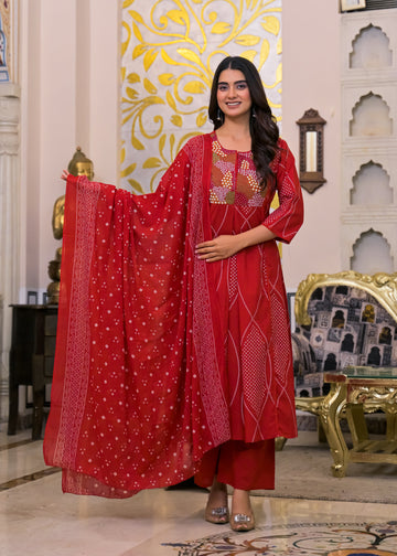 3 Piece Ethnic Anarkali Suit Set