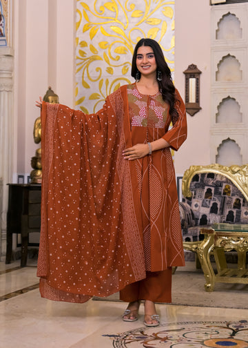 3 Piece Ethnic Anarkali Suit Set