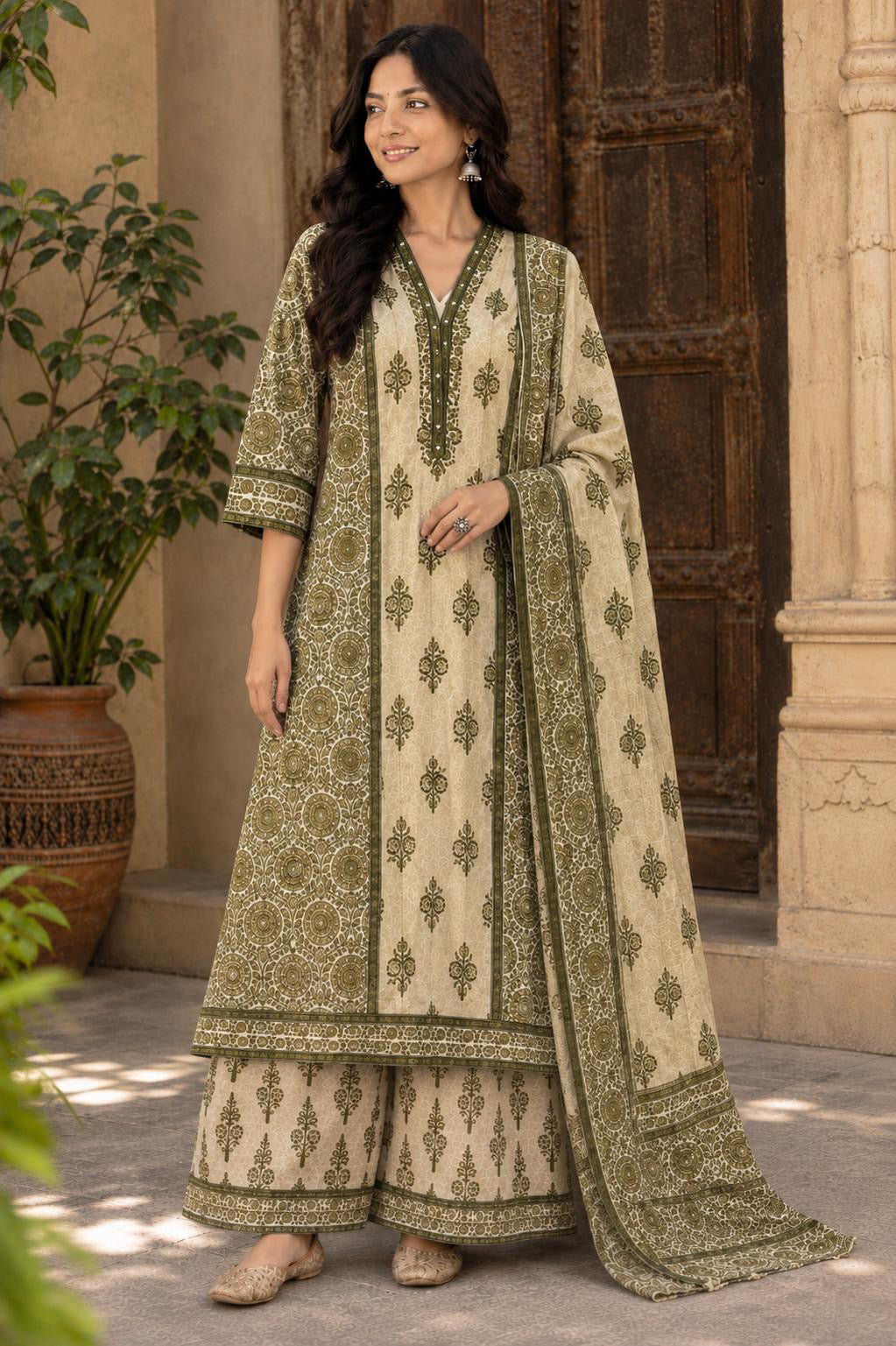Samiha Ajrakh Print Kurta Set
